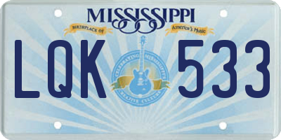MS license plate LQK533