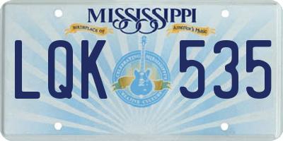 MS license plate LQK535