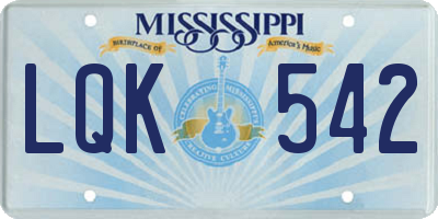 MS license plate LQK542