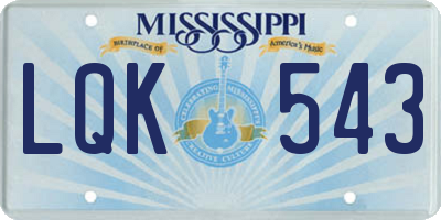 MS license plate LQK543