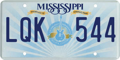 MS license plate LQK544