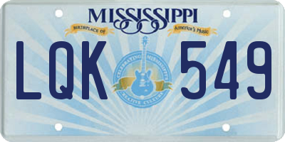 MS license plate LQK549