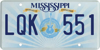 MS license plate LQK551