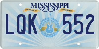 MS license plate LQK552