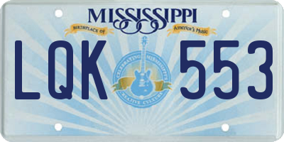 MS license plate LQK553