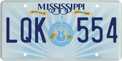 MS license plate LQK554
