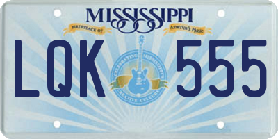 MS license plate LQK555