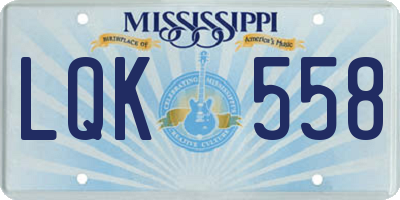MS license plate LQK558