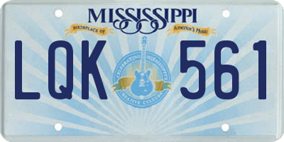 MS license plate LQK561