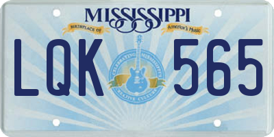 MS license plate LQK565