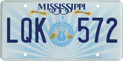 MS license plate LQK572