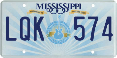 MS license plate LQK574