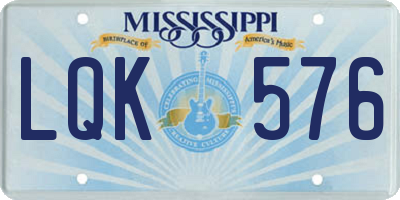 MS license plate LQK576