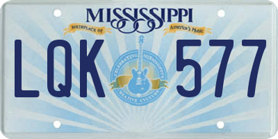 MS license plate LQK577