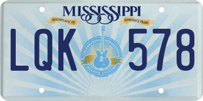 MS license plate LQK578