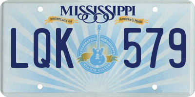 MS license plate LQK579