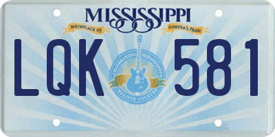 MS license plate LQK581