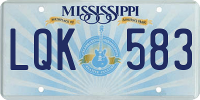 MS license plate LQK583