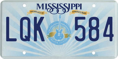 MS license plate LQK584