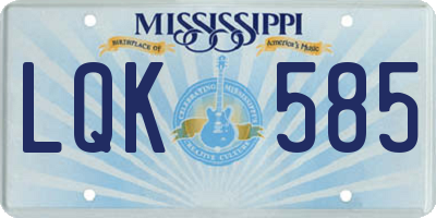 MS license plate LQK585