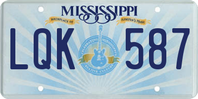 MS license plate LQK587