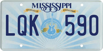 MS license plate LQK590