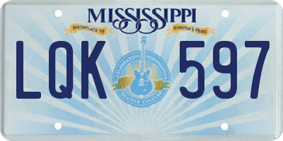 MS license plate LQK597