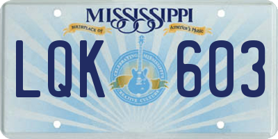 MS license plate LQK603