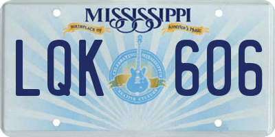 MS license plate LQK606