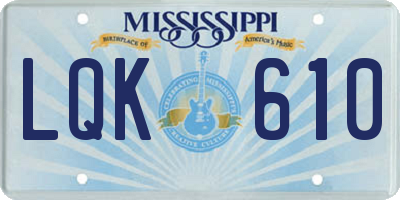 MS license plate LQK610