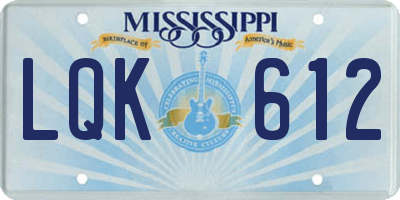 MS license plate LQK612