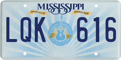 MS license plate LQK616