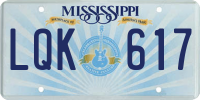 MS license plate LQK617