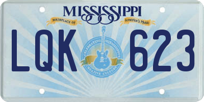 MS license plate LQK623