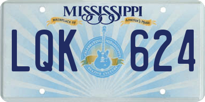 MS license plate LQK624