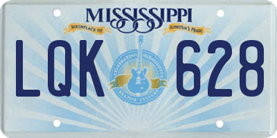 MS license plate LQK628