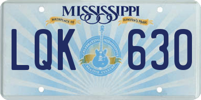 MS license plate LQK630