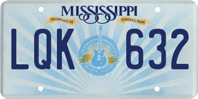 MS license plate LQK632