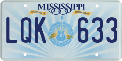 MS license plate LQK633