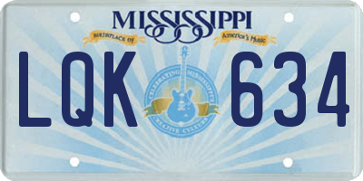 MS license plate LQK634