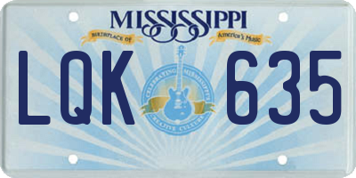 MS license plate LQK635