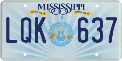 MS license plate LQK637