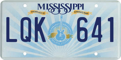 MS license plate LQK641