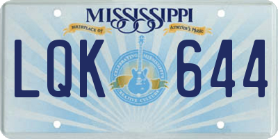 MS license plate LQK644