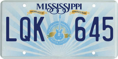 MS license plate LQK645
