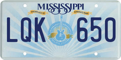 MS license plate LQK650