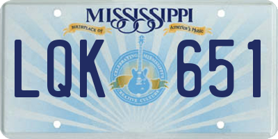 MS license plate LQK651