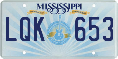 MS license plate LQK653