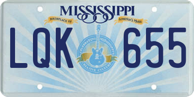 MS license plate LQK655