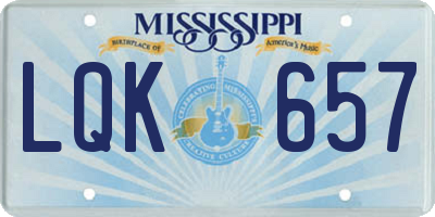 MS license plate LQK657